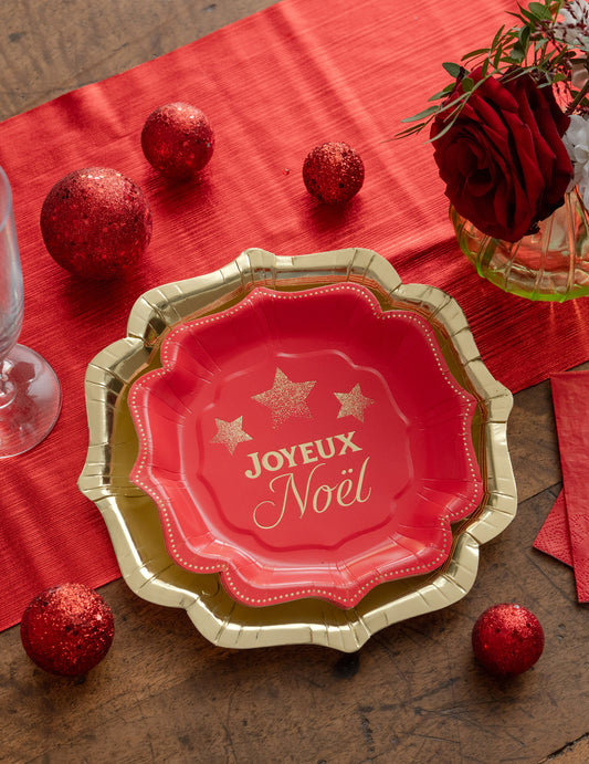 10 platos pequeños Navidad Centelleante rojos 18 x 18 cm