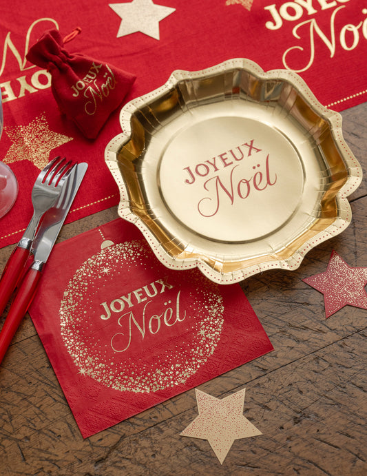 10 servilletas Navidad Centelleante rojas 33 x 33 cm