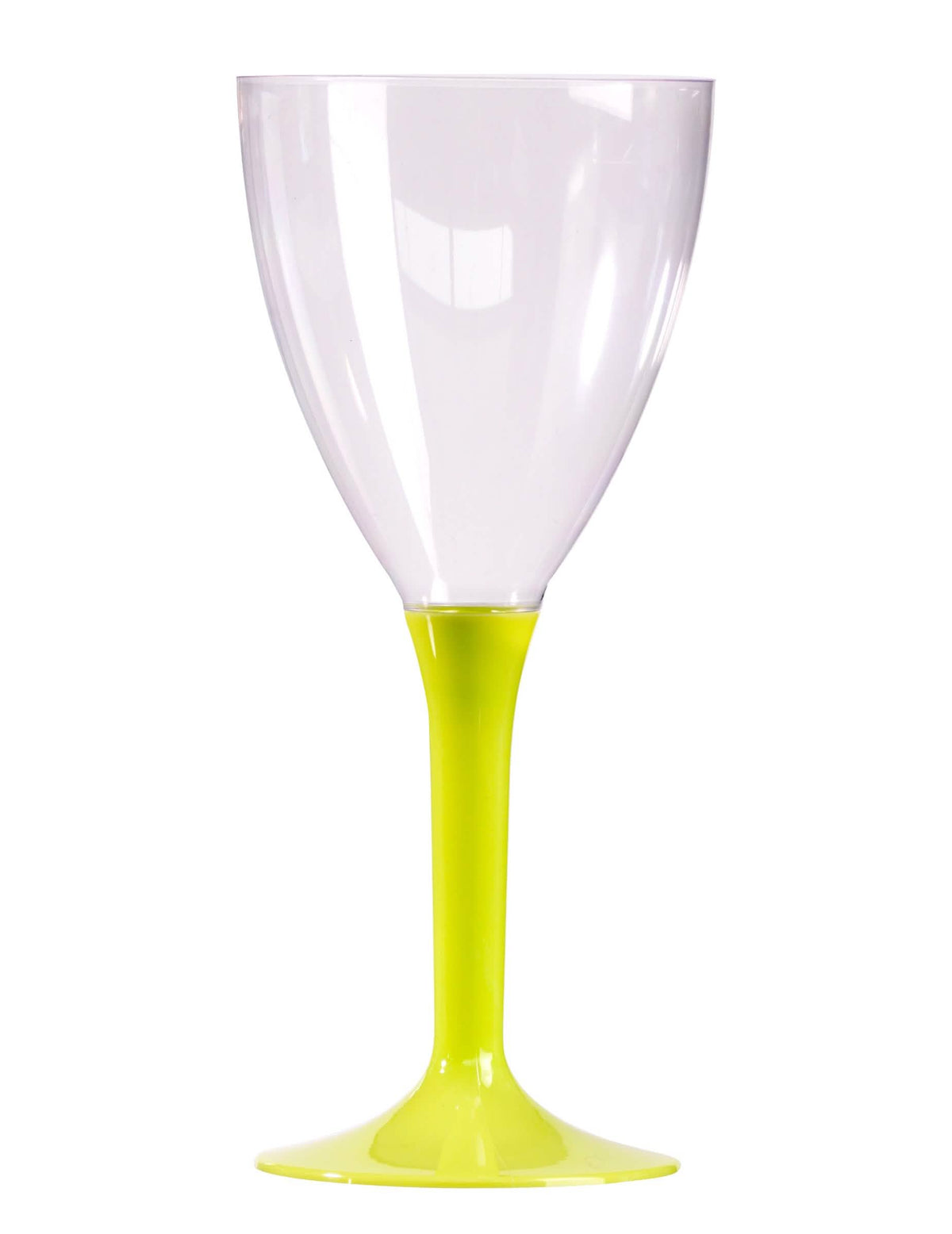 Vaso de vino para fiesta fosforito con pie verde anís