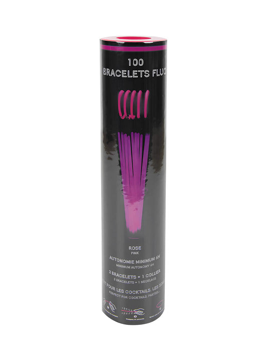 Tube de rangement des bracelets phosphorescents roses lot de 100