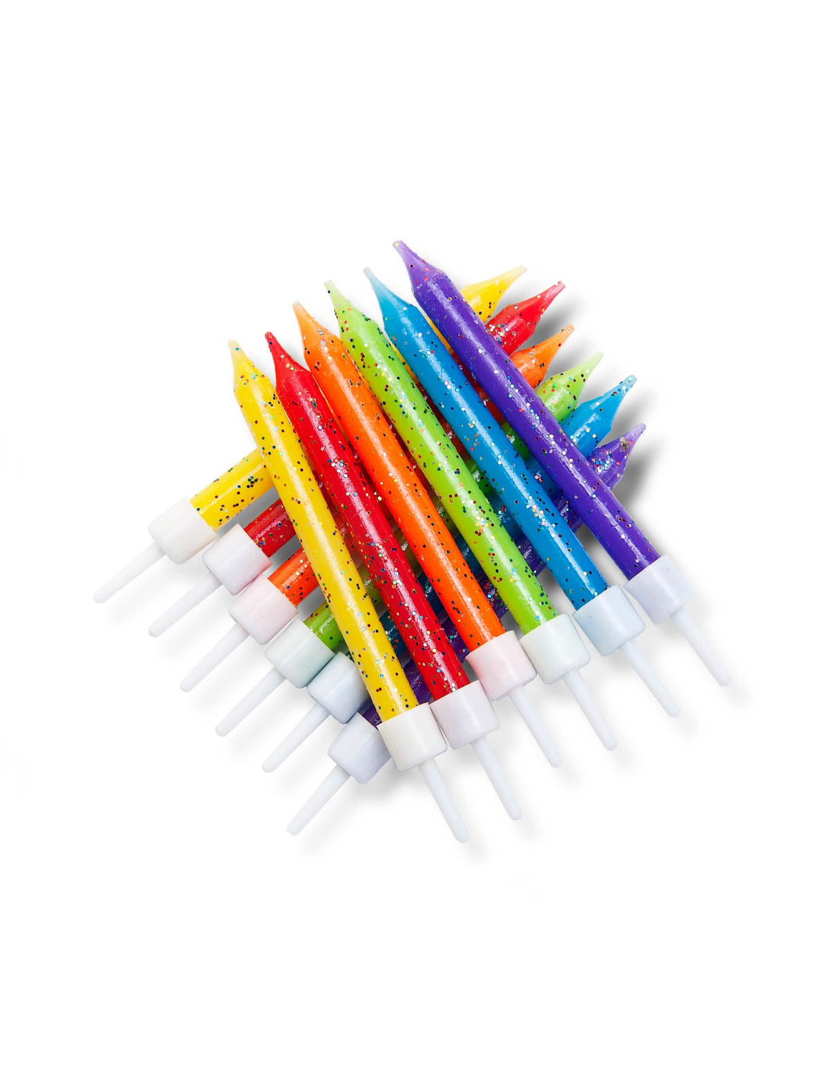 Bougies d'anniversaire multicolores pailletées pour gâteau arc-en-ciel