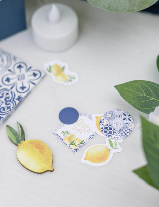 12 confetis de madera de limones amarillos y verdes para decoración de mesa