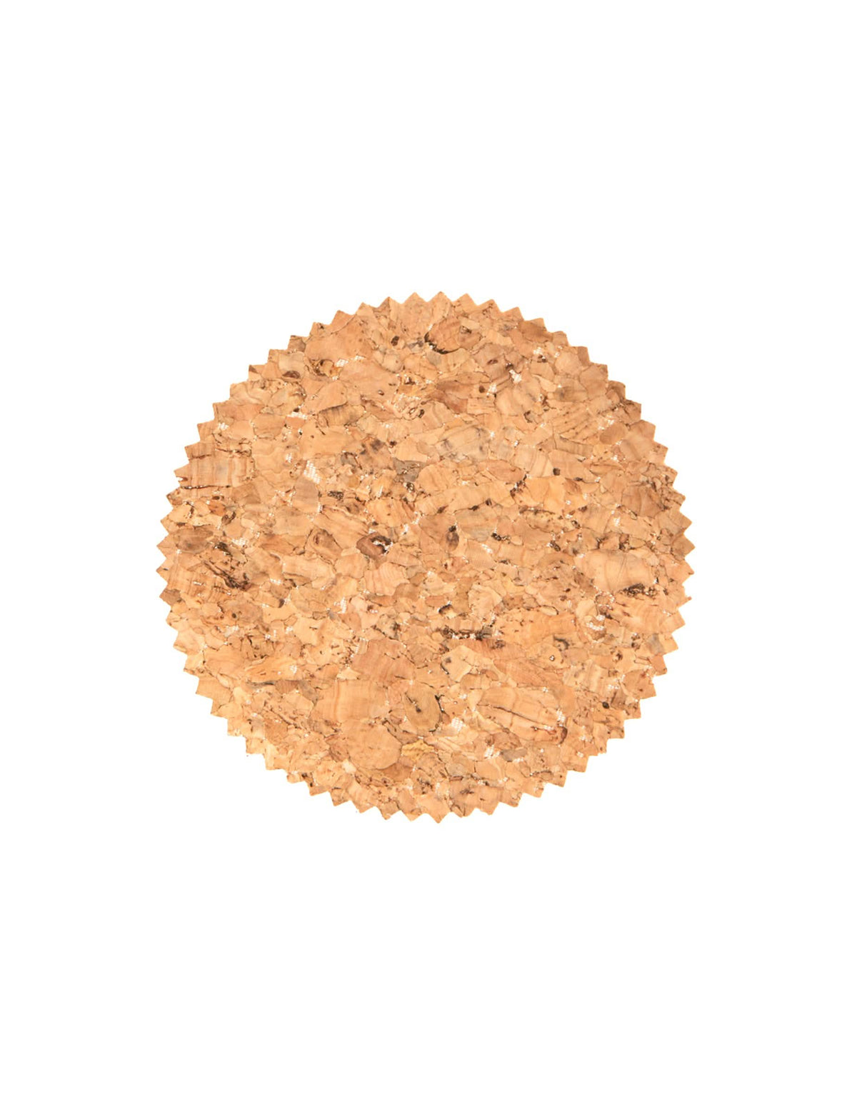 Primer plano de un confeti redondo de corcho para decoración de mesa