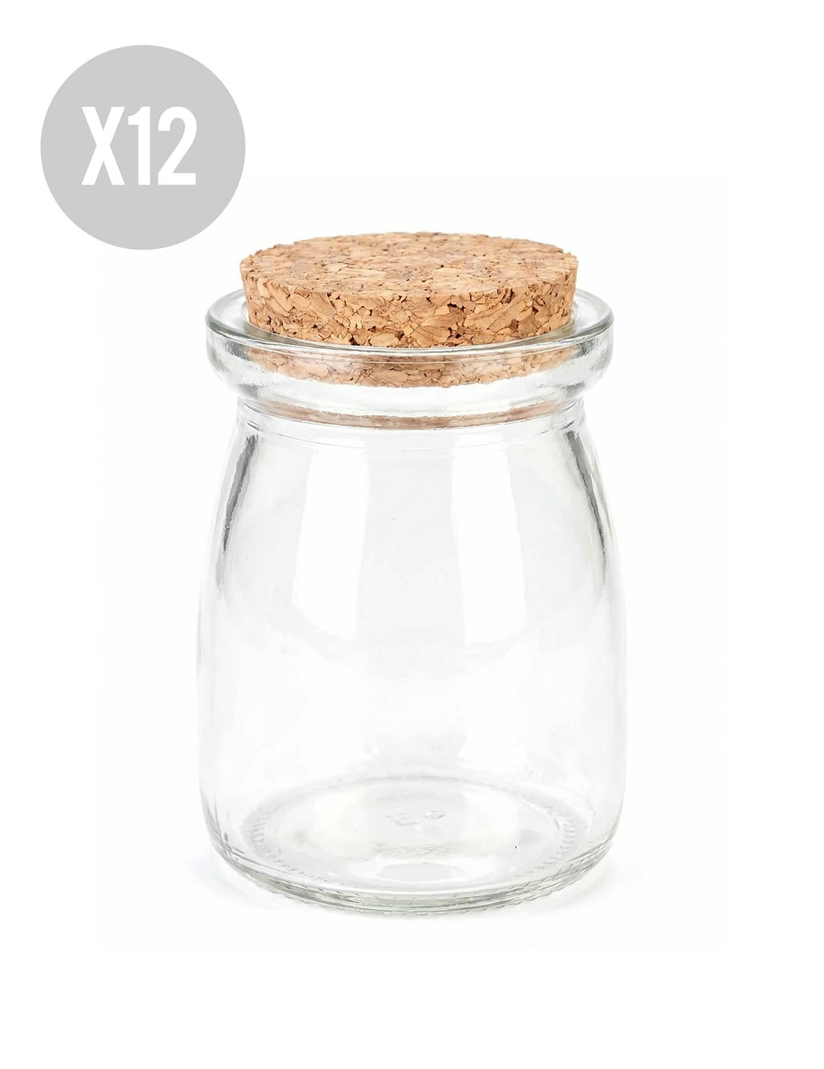 12 botes pequeños de cristal con tapón de corcho 7 cm