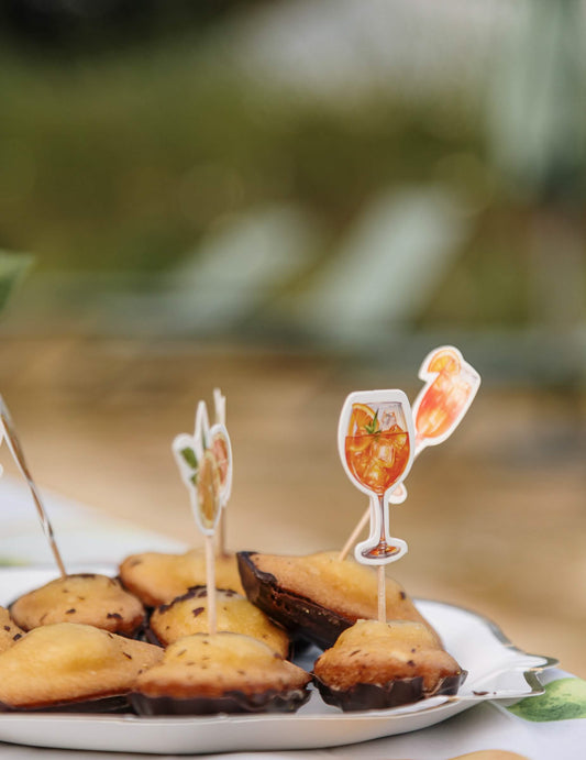 12 palitos fizz cítricos de papel crema, naranja y amarillo para cócteles