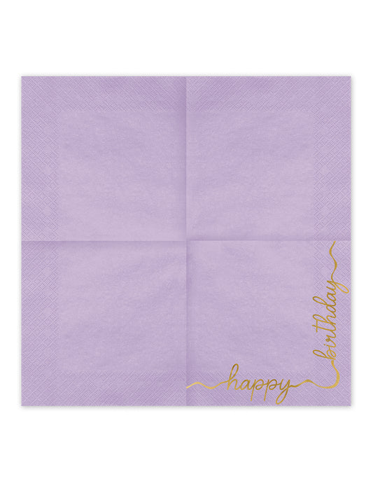 12 Servilletas de papel Happy Birthday pastel y oro 33 × 33 cm