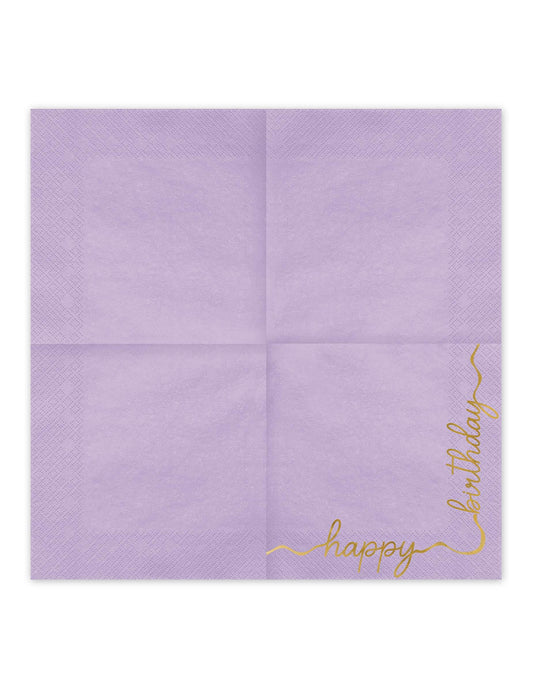 12 Servilletas de papel Happy Birthday pastel y oro 33 × 33 cm