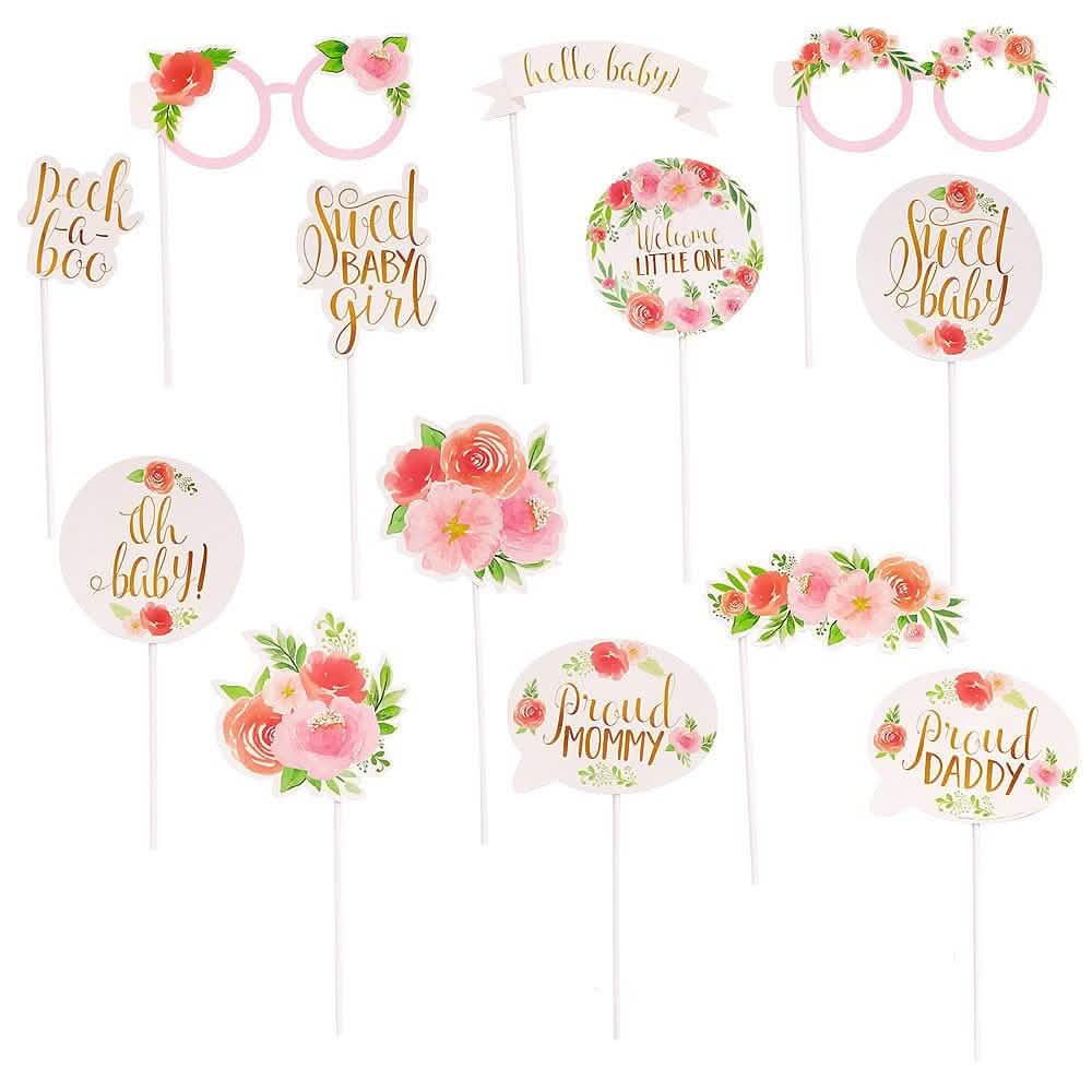 Vista general de los accesorios del kit photocall sweet baby girl
