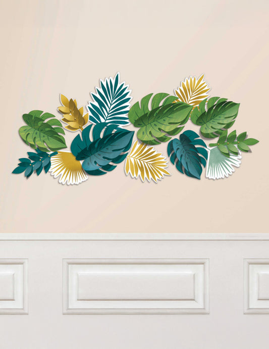 Vue d'ensemble murale des 13 feuilles exotiques tropical chic pour fête