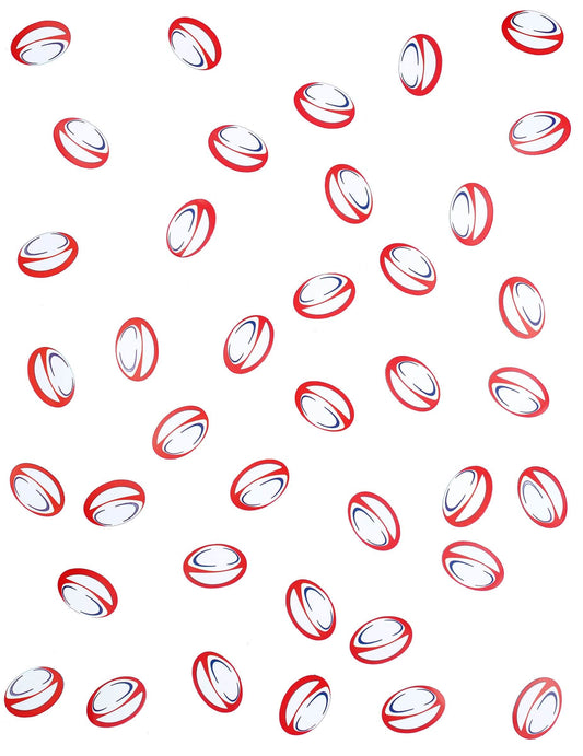 Vue d'ensemble parsemée des confettis de table ballons de rugby