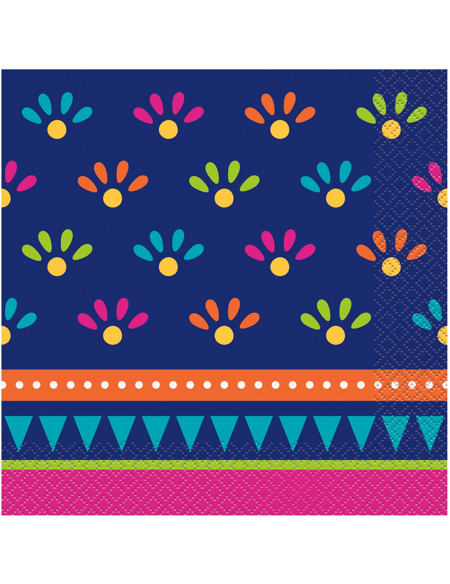 Serviettes en papier boho fiesta pour fête violettes à motifs colorés