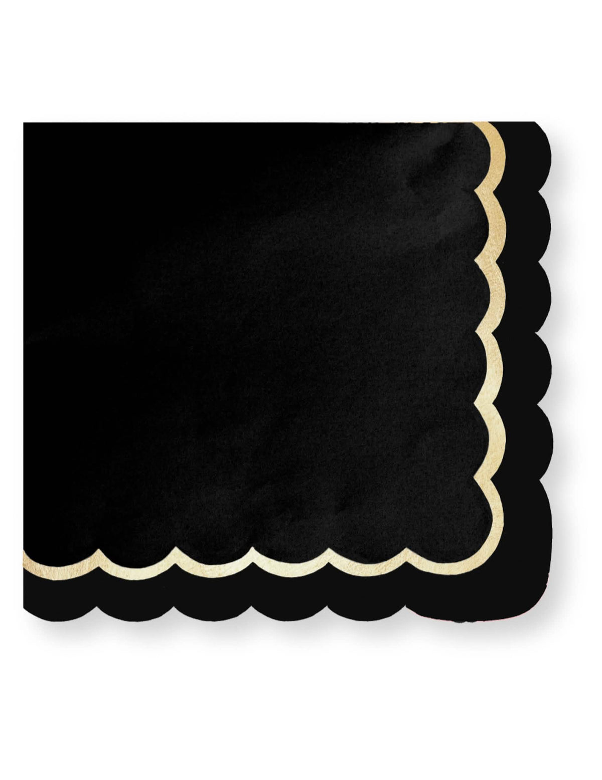 Servilletas festoneadas de papel elegantes para decoración de fiesta negras y doradas