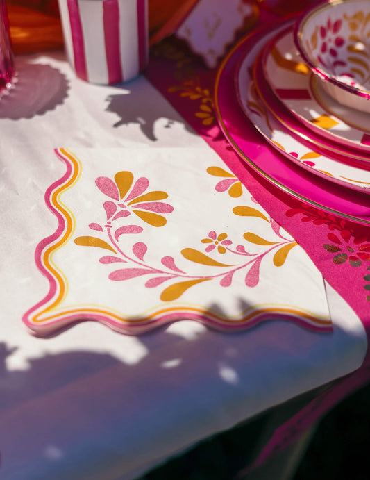 16 servilletas de papel blanco, naranja, frambuesa y limón
