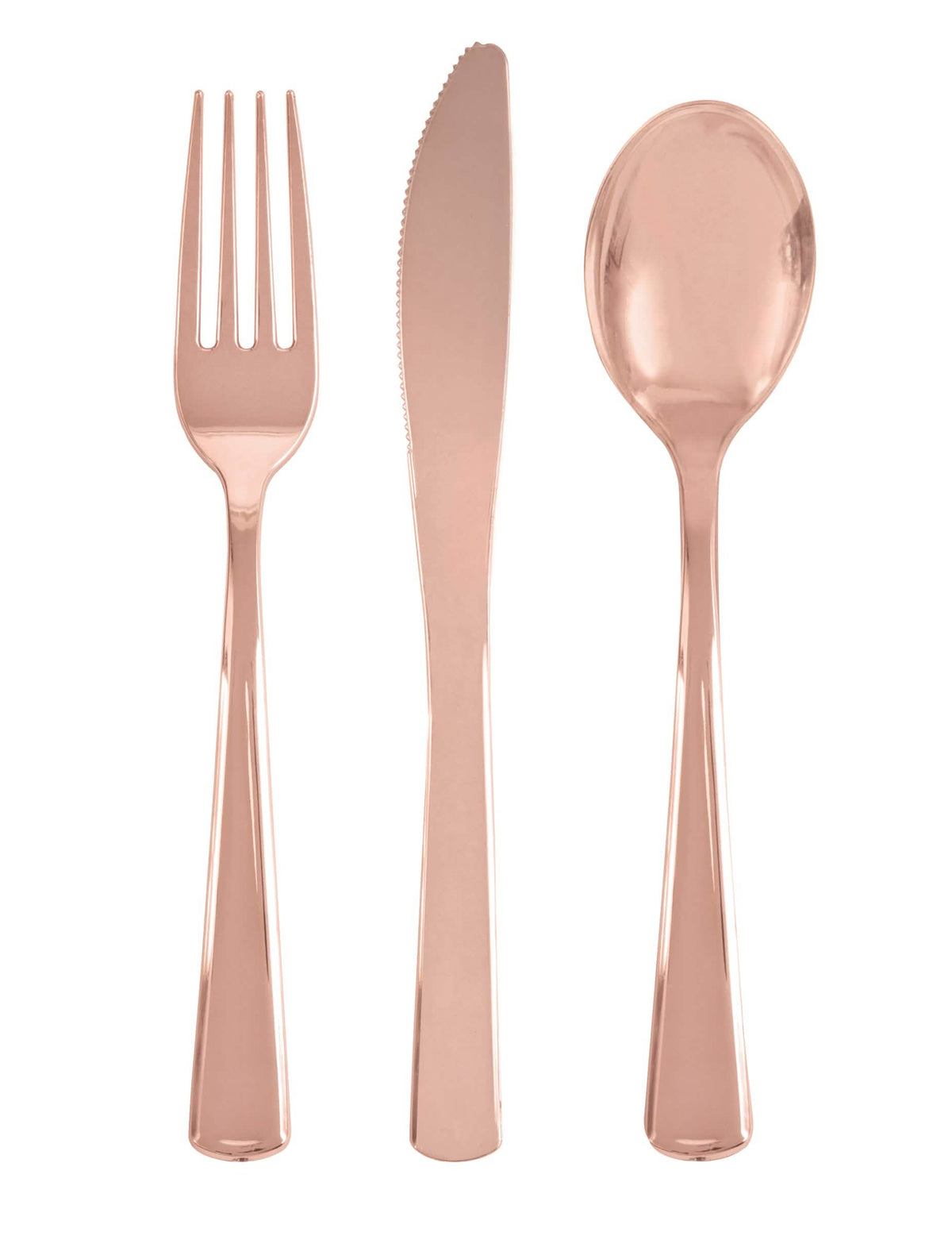 18 cubiertos de plástico para fiesta oro rosa