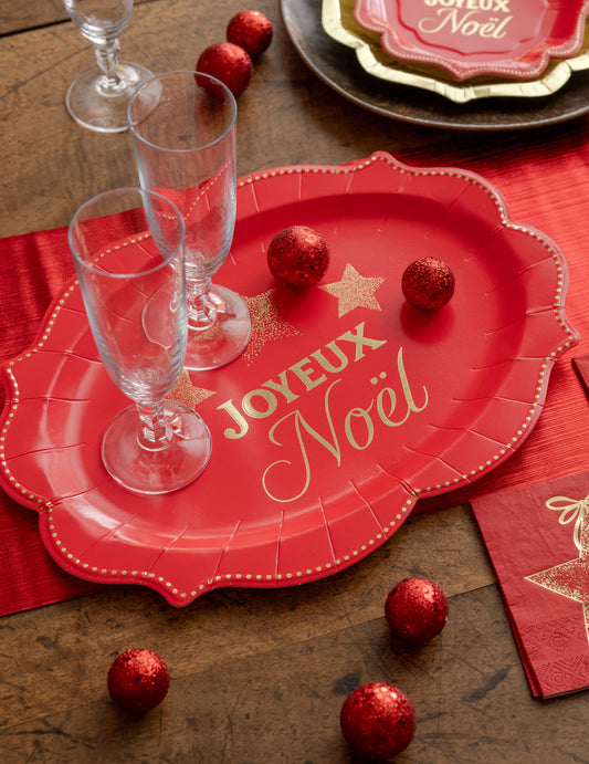 2 bandejas Navidad Centelleante rojas 36 x 26 cm