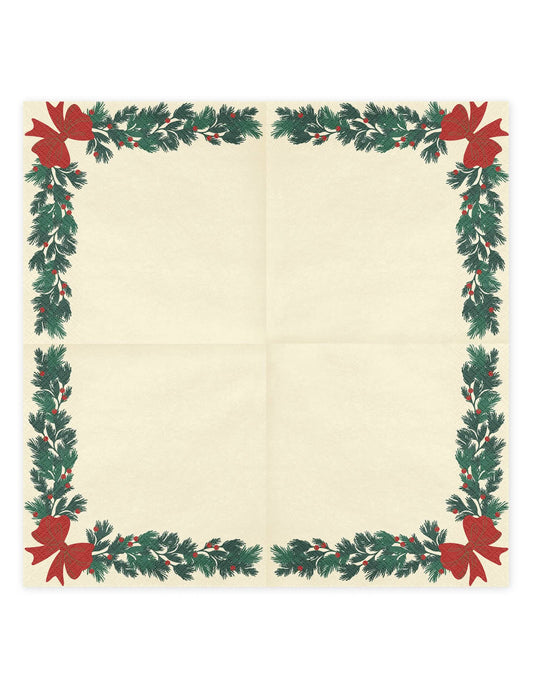 20 servilletas Guirnalda de Navidad beige 33 x 33 cm