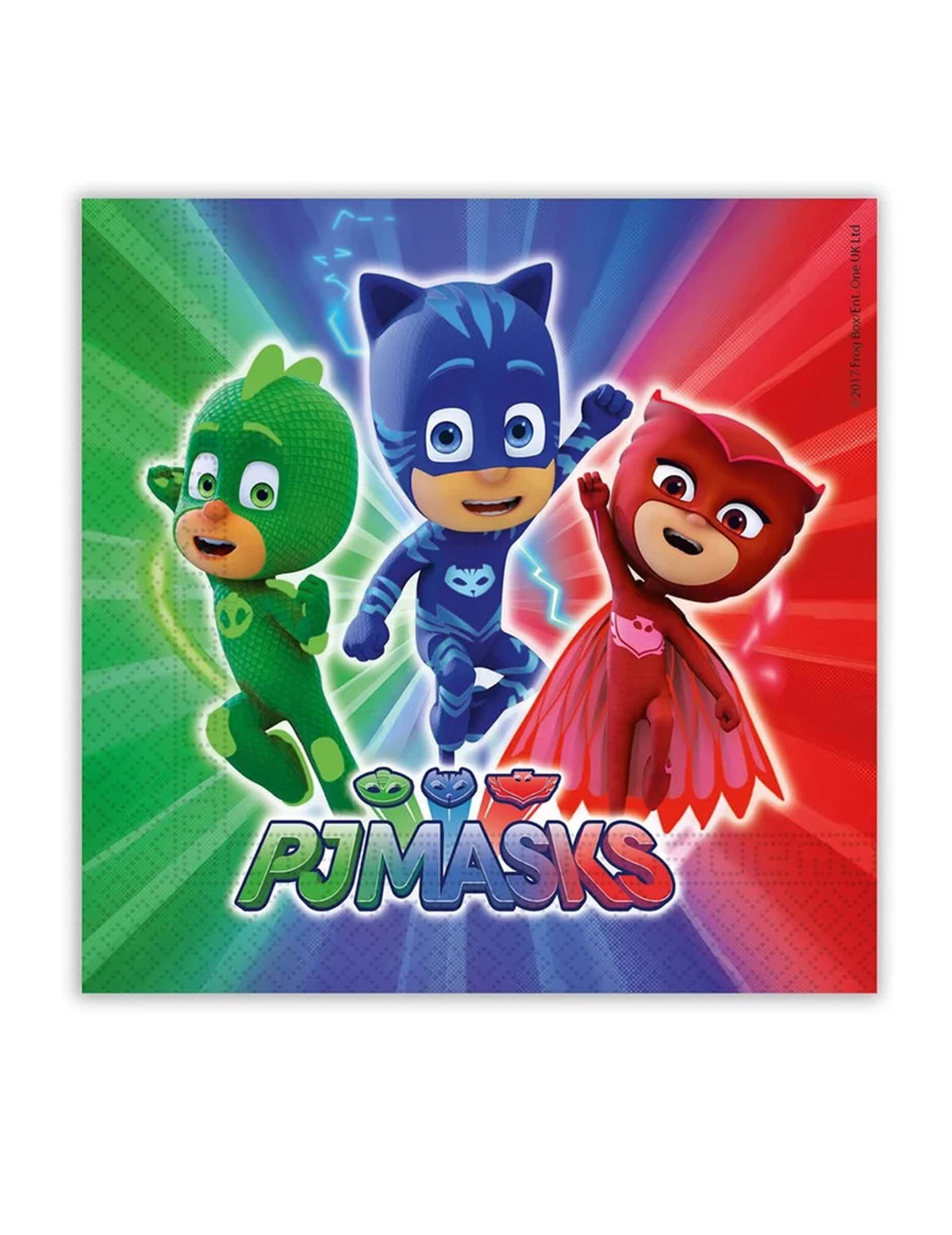 Servilletas PJMasks multicolores para niño con Yoyo, Bibou y Gluglu