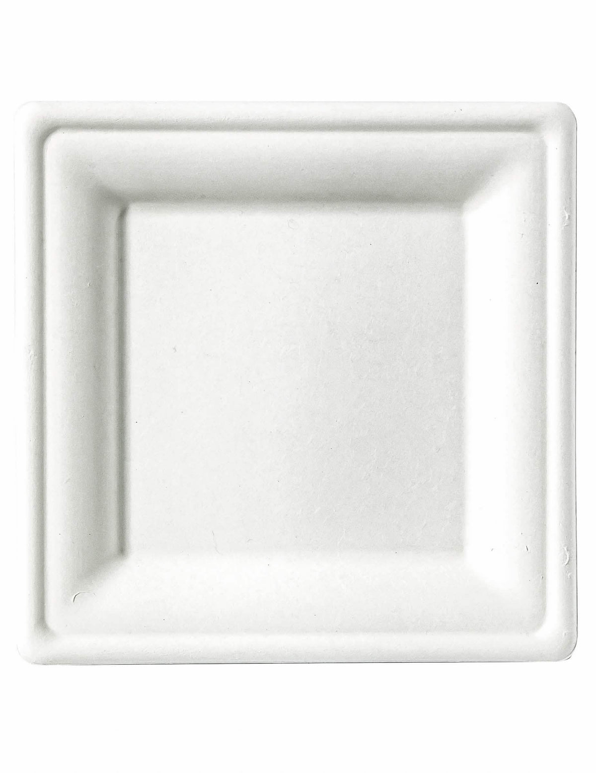 Platos pequeños cuadrados de fibra de caña blancos compostables