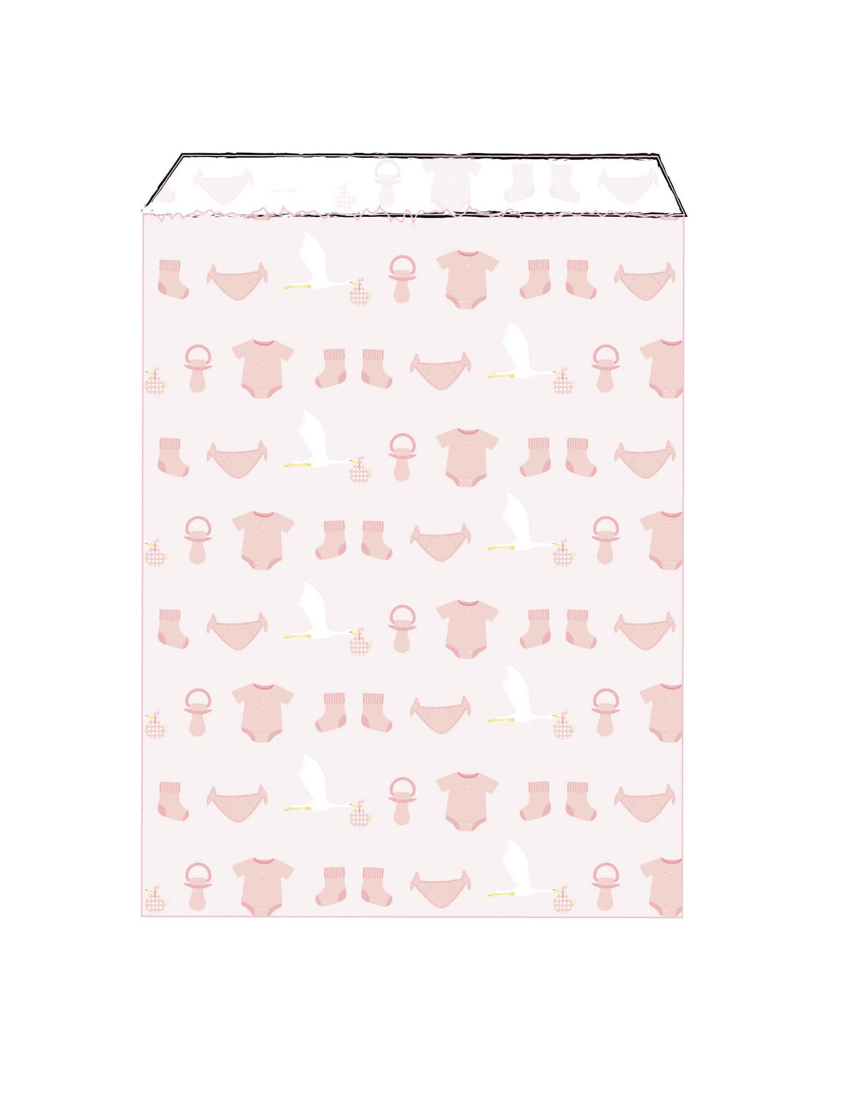 Bolsitas de papel para bebé para baby shower rosas con motivos de cigüeñas