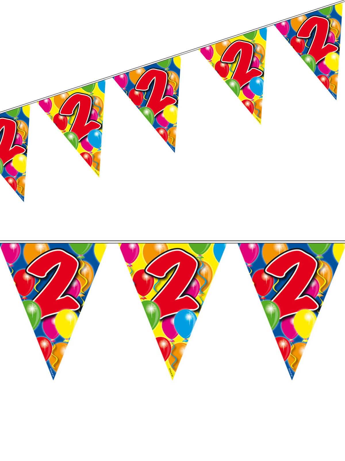Guirnalda de banderines edad 2 para cumpleaños multicolor con motivos de globos
