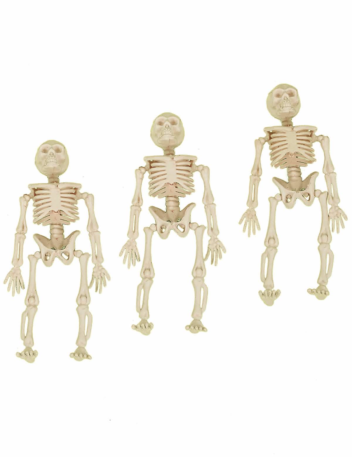 Lote de 3 decoraciones de esqueletos para halloween beige