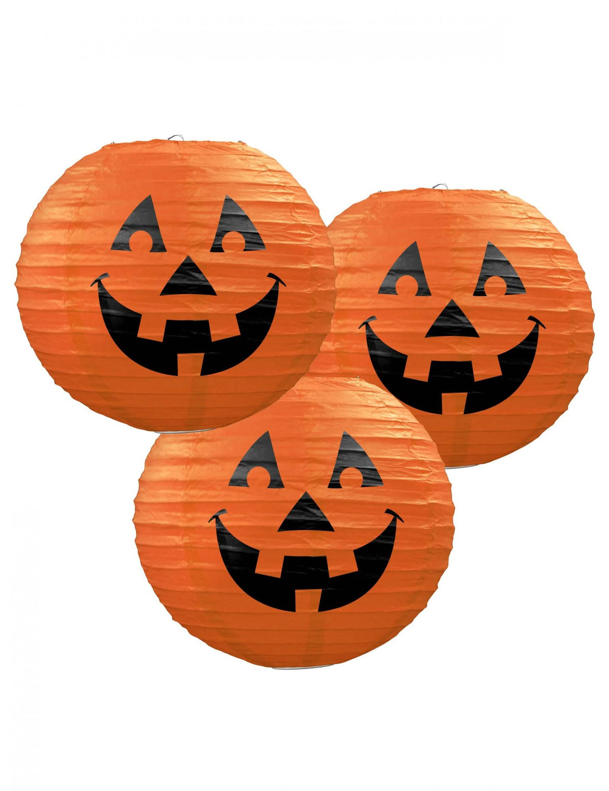 Farolillos de papel calabazas para decoración halloween naranja y negro