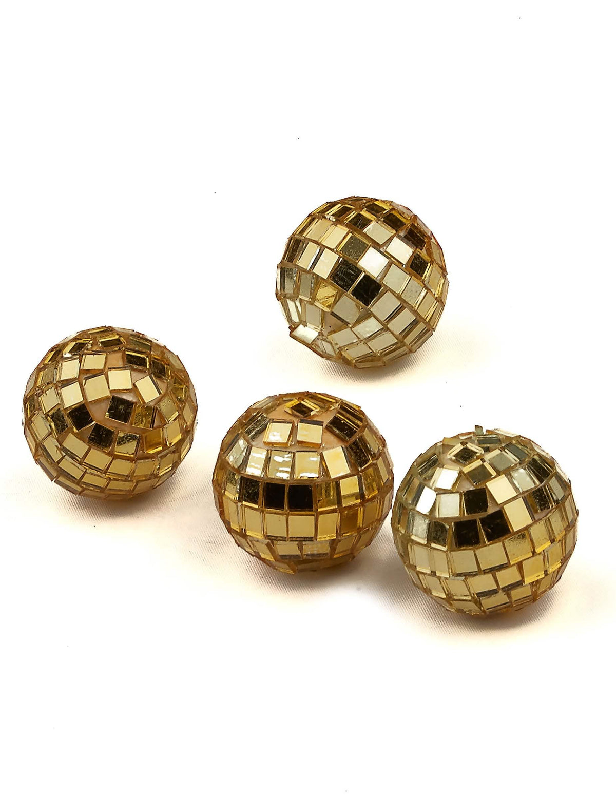 4 mini bolas de discoteca para fiesta doradas