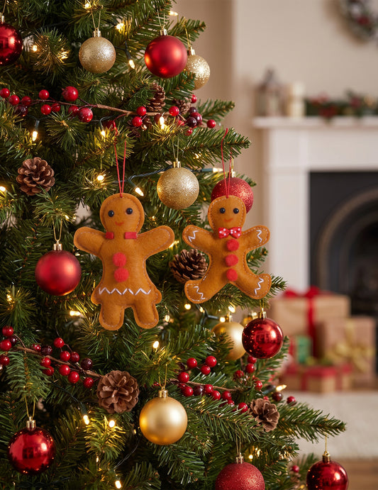 4 adornos de jengibre de 10 cm para árbol de Navidad