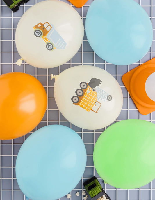 50 globos de látex vehículos de construcción 30 cm