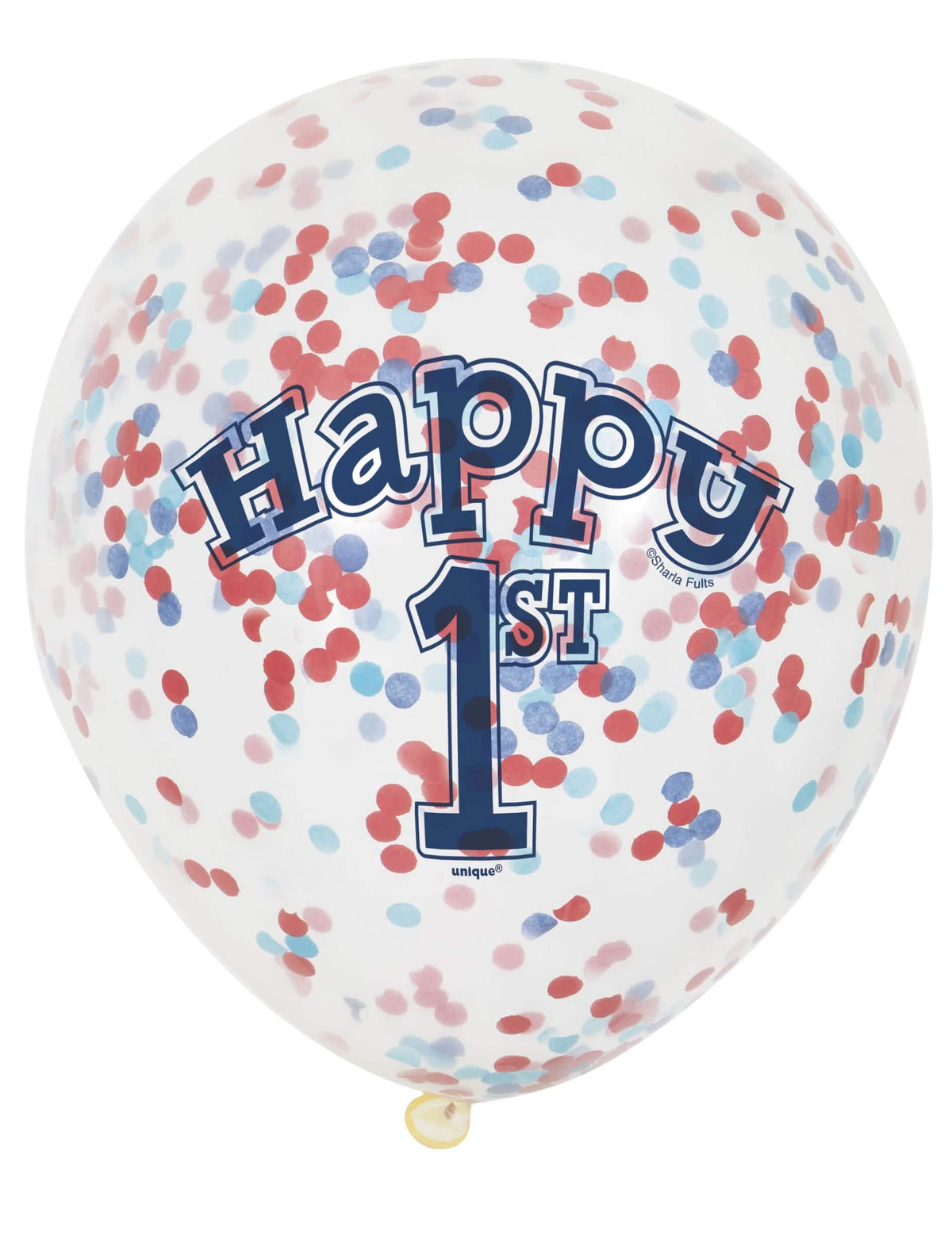Globo de látex con confetis primer cumpleaños pequeño marinero para niño rojo y azul