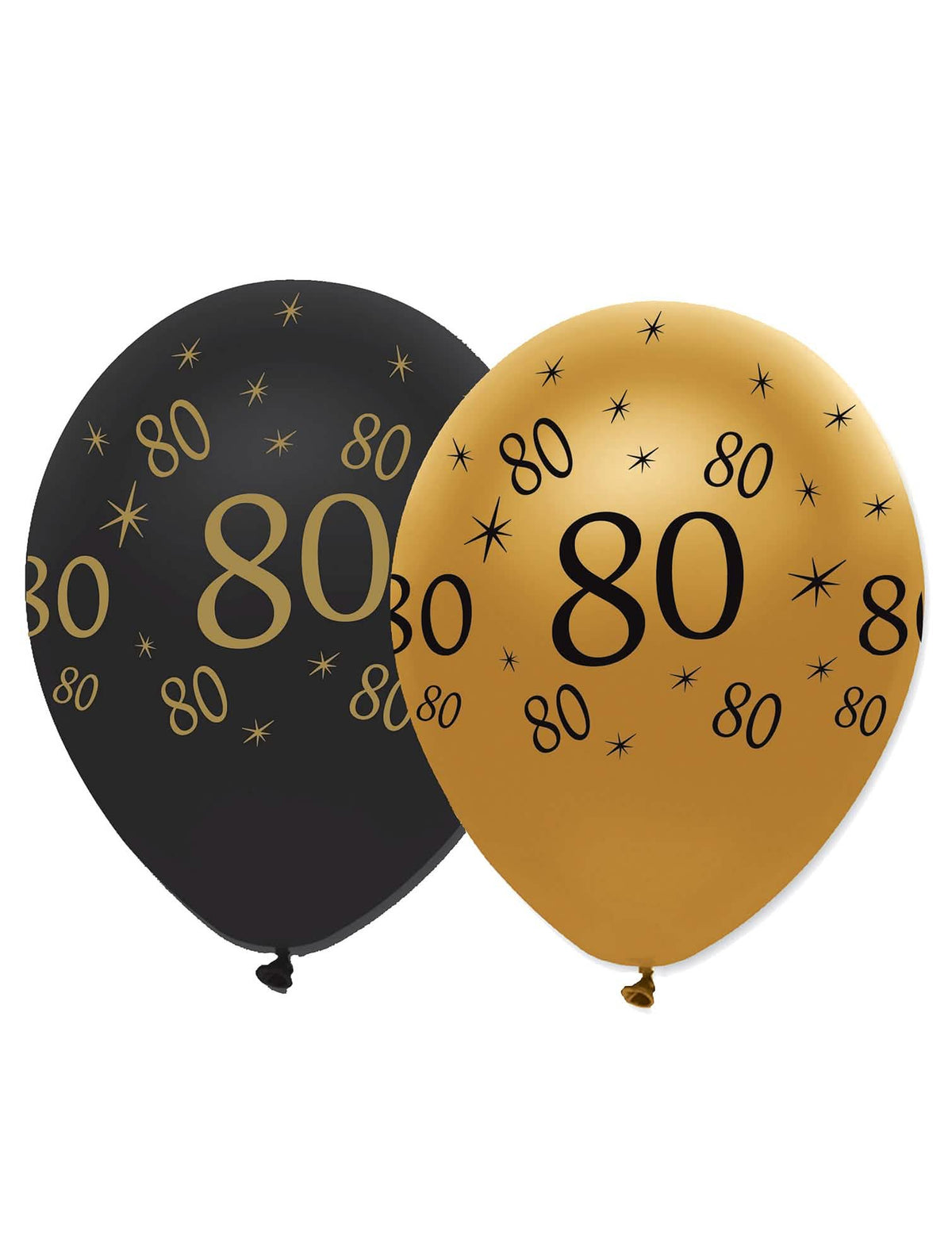 globos de látex 80 años para cumpleaños negros y dorados
