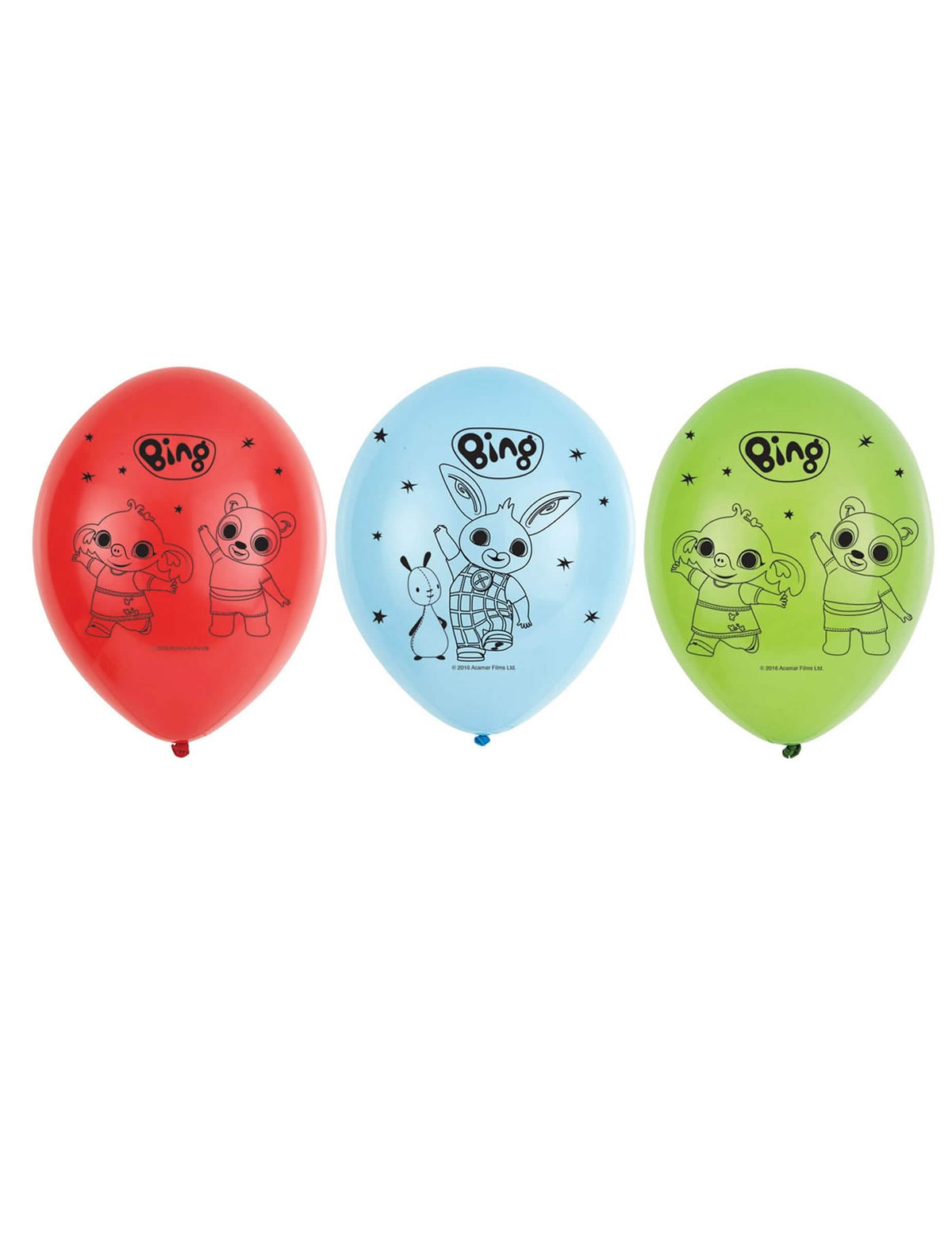 globos de látex Bing para niño rojos azules y verdes