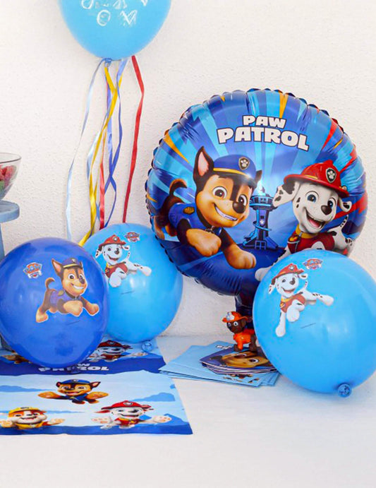 6 Globos de látex azules de la Patrulla Canina™ 27cm