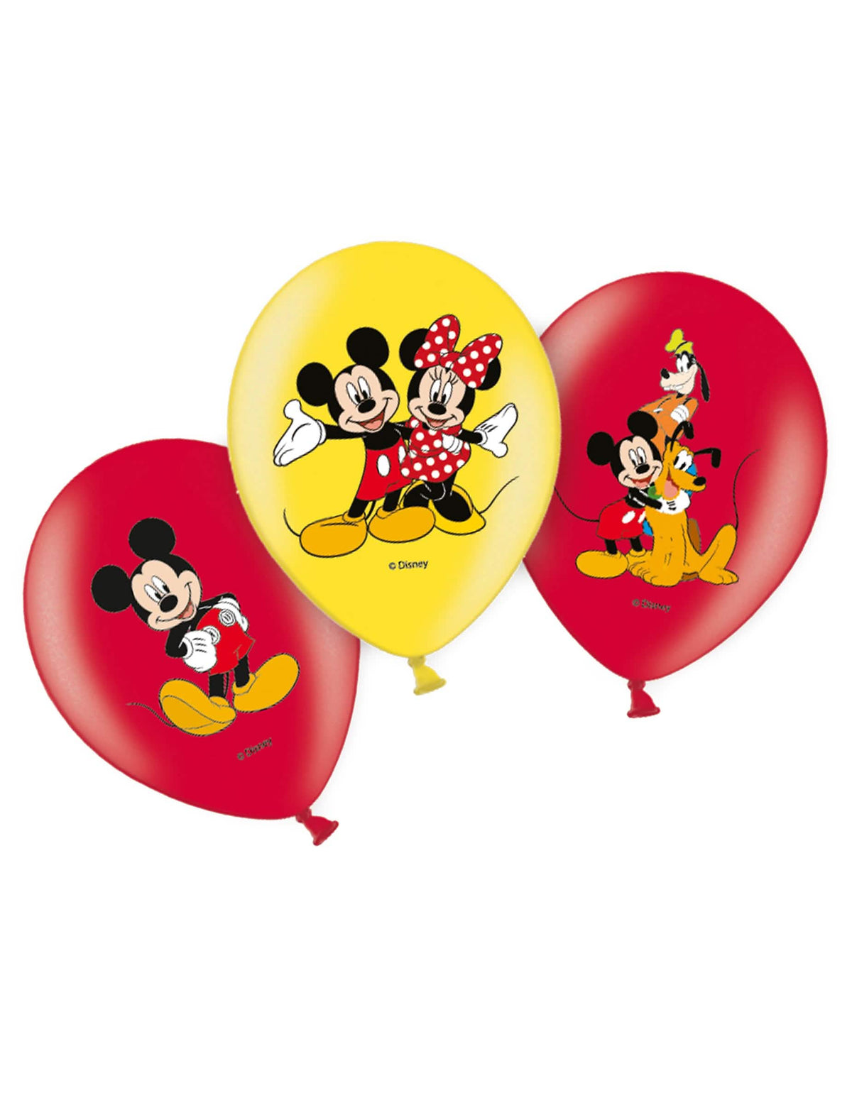 globos de látex Mickey para niño rojos y amarillos