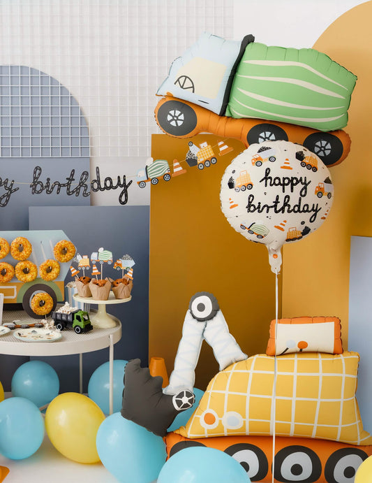 6 globos de látex vehículos de construcción 30 cm