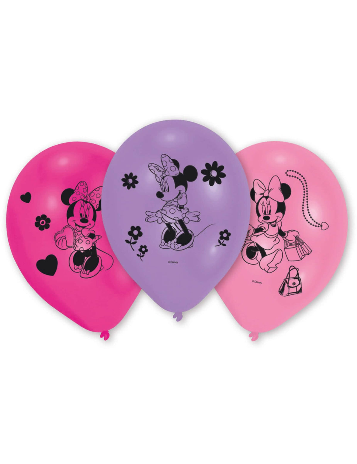 10 globos de látex Minnie para niño rosa y violeta