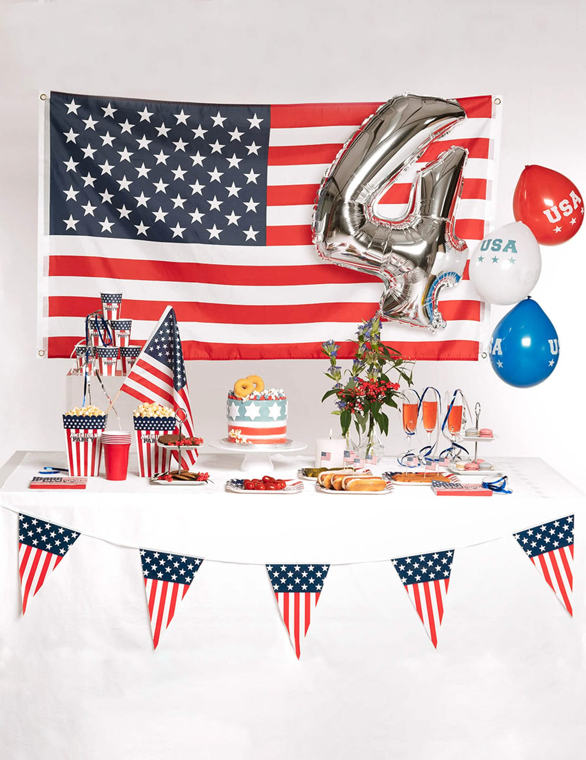 6 globos usa para fiesta rojo blanco y azul