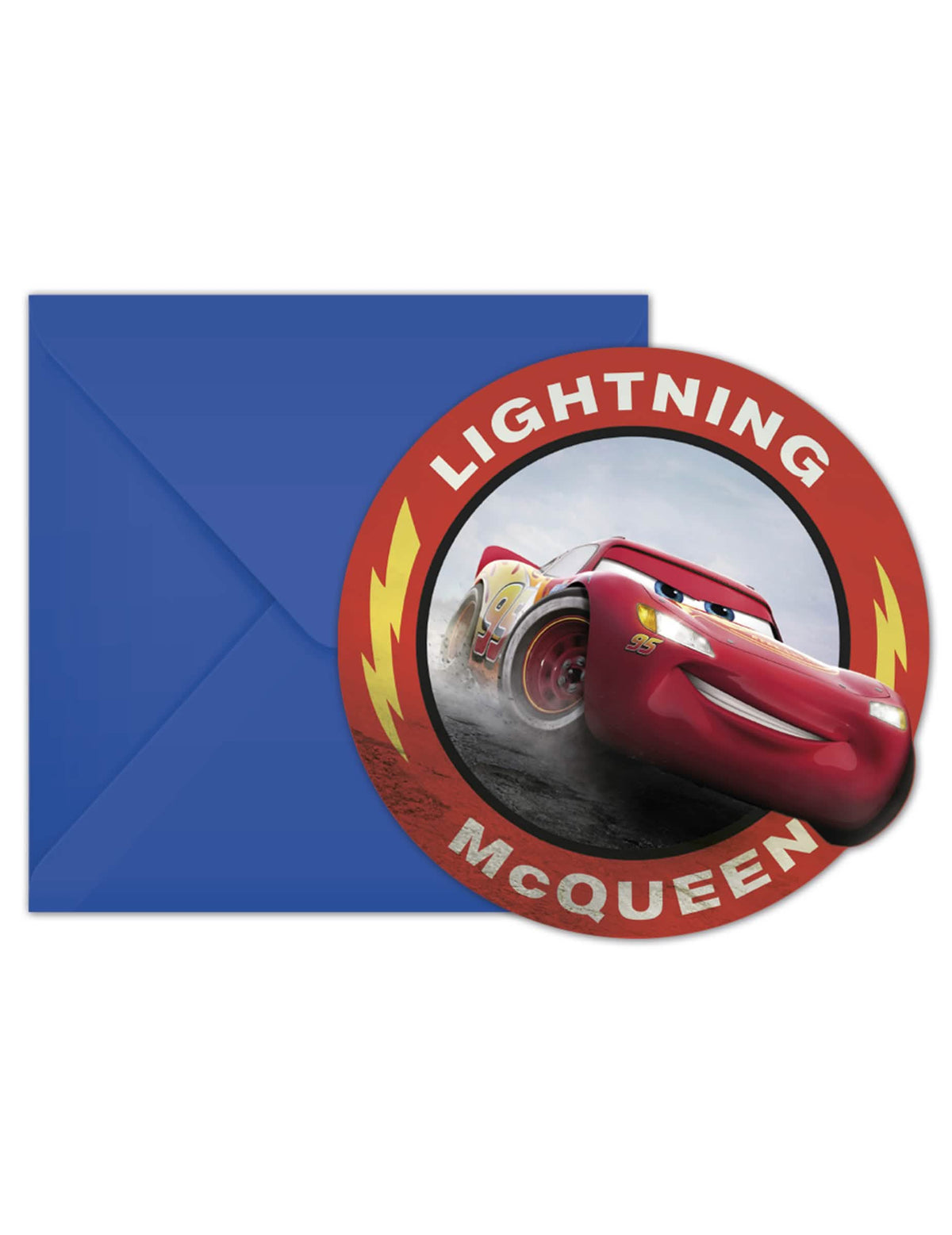 Cartones de invitación con sobres Cars 3 para niño azul y rojo