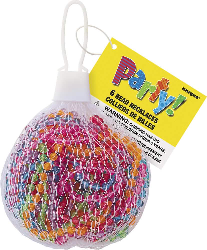 6 collares de perlas de plástico transparentes y coloridos