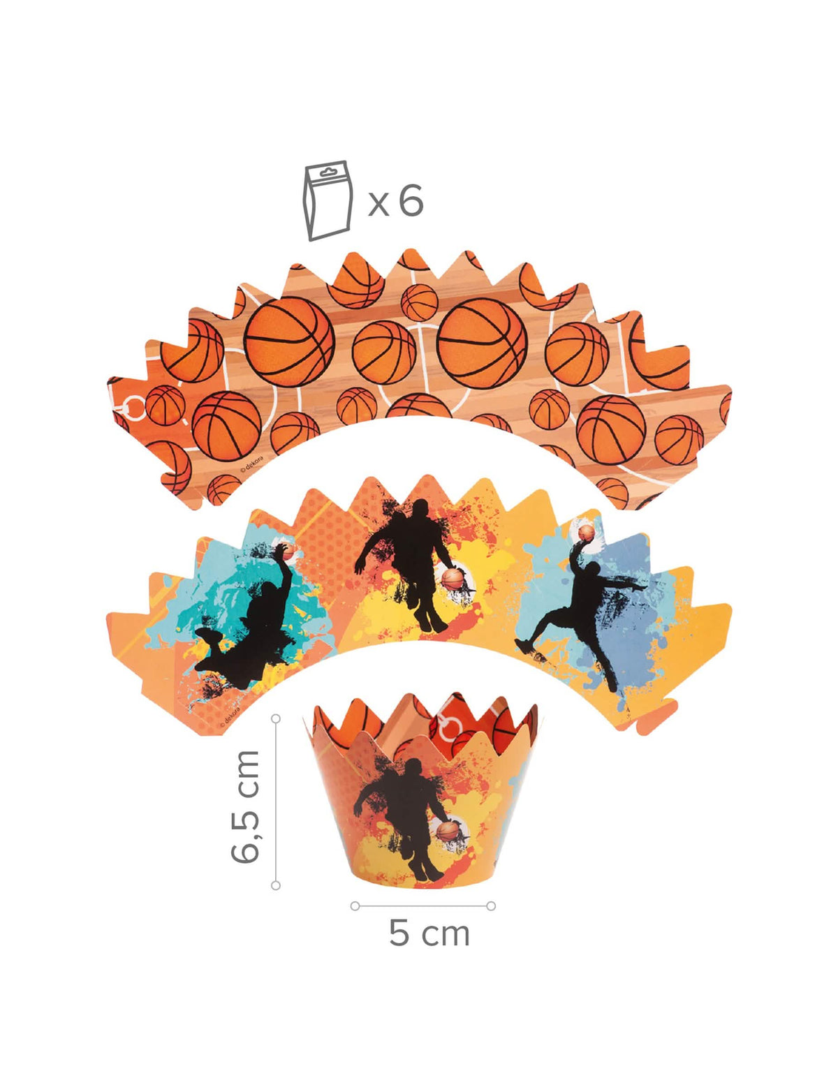 Kit de decoración para 6 cupcakes con adornos de Baloncesto