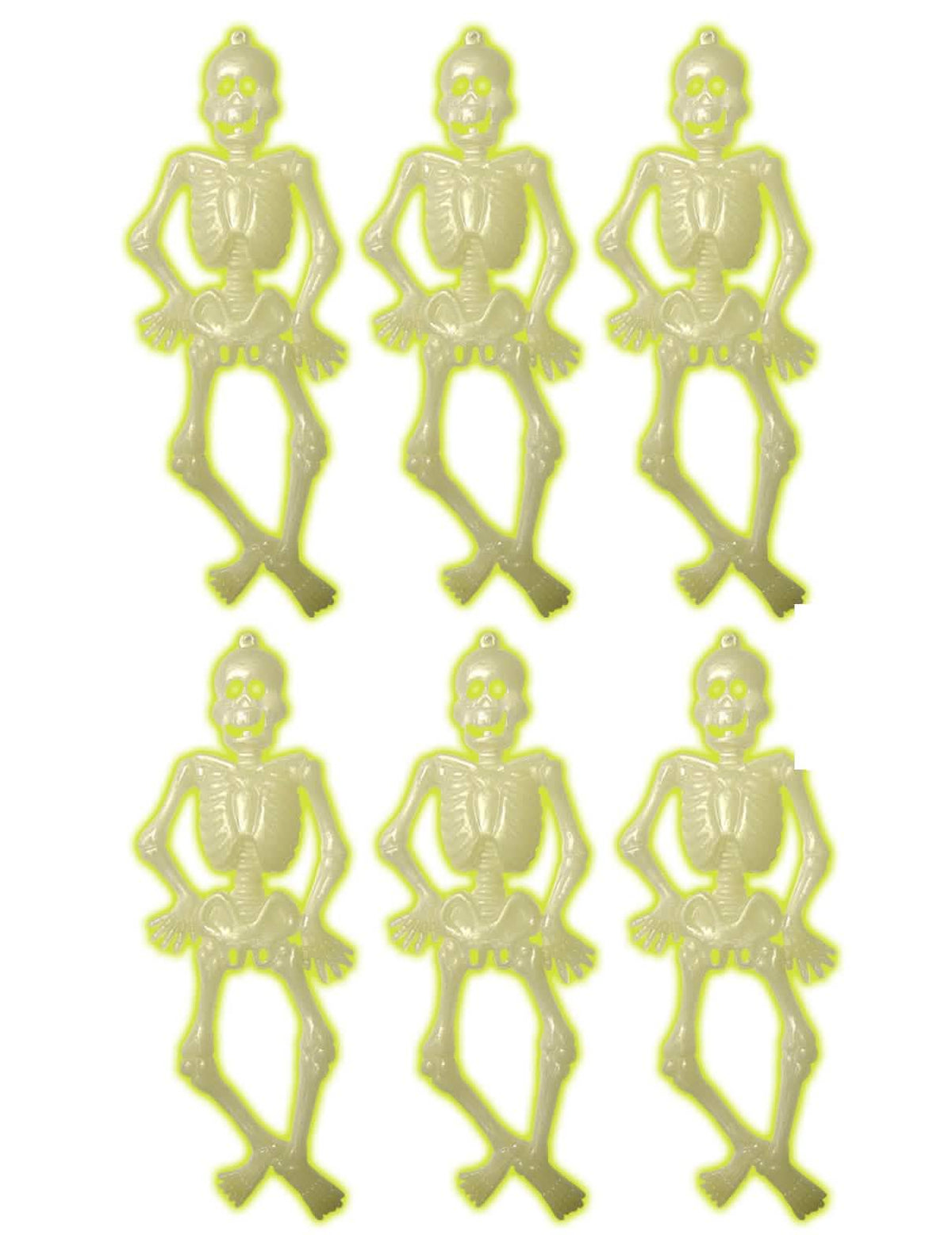 Lot de 6 petits squelettes Halloween pour décoration phosphorescents