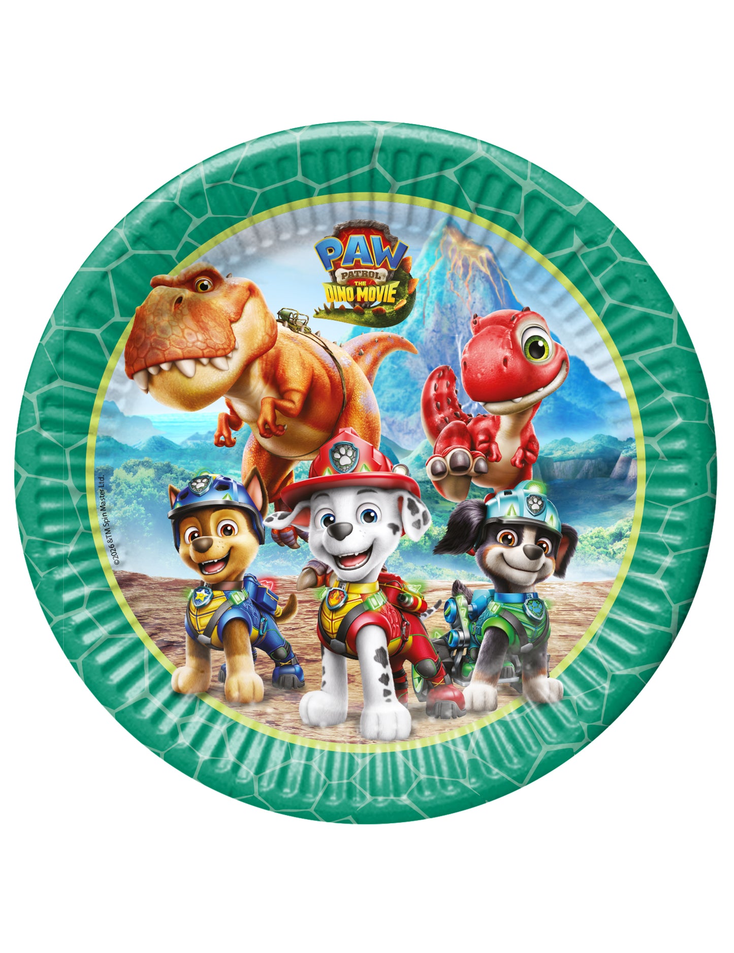 8 Platos de cartón Patrulla Canina™ Dino Movie 23 cm