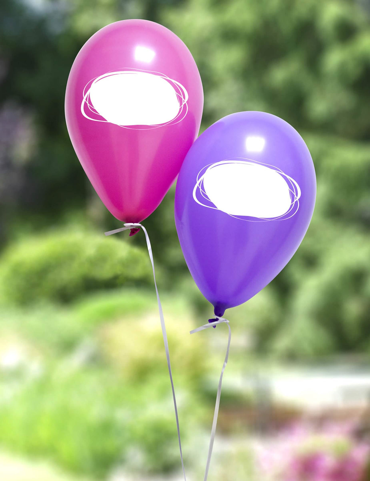 Détail des ballons rose et violet des ballons en latex à personnaliser pour fête