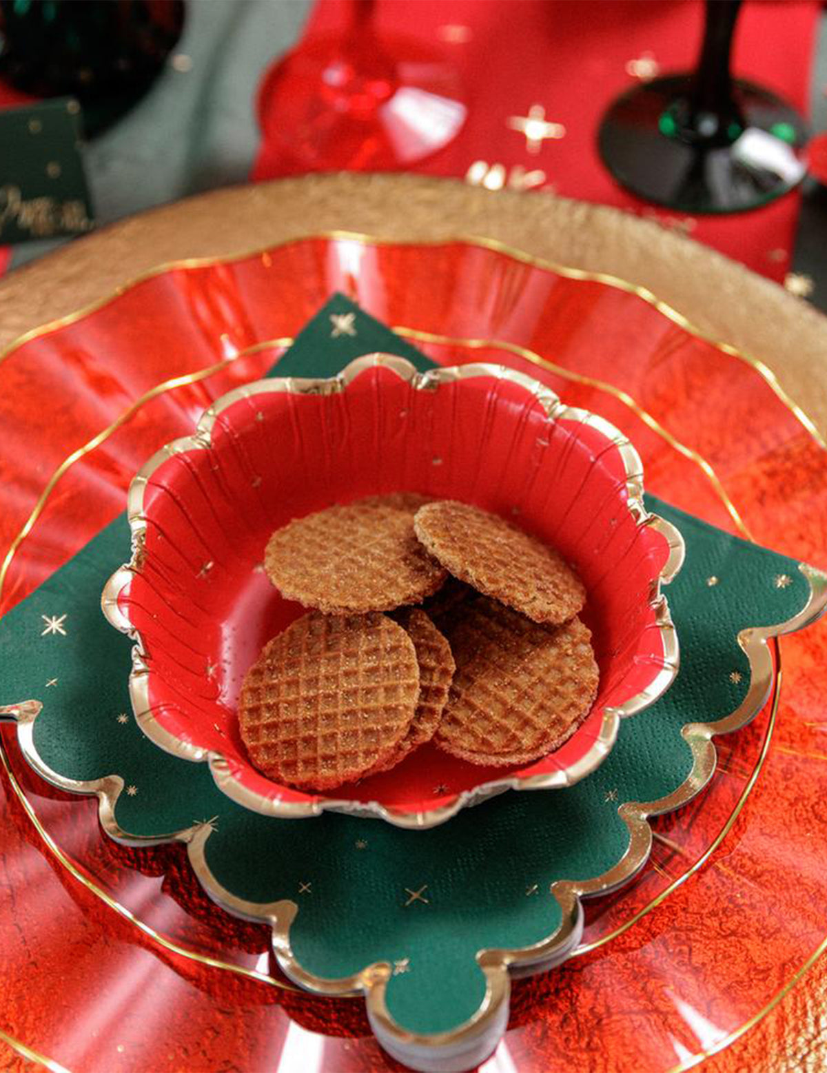 8 cuencos Navidad atemporal rojo y dorado 13,5 cm