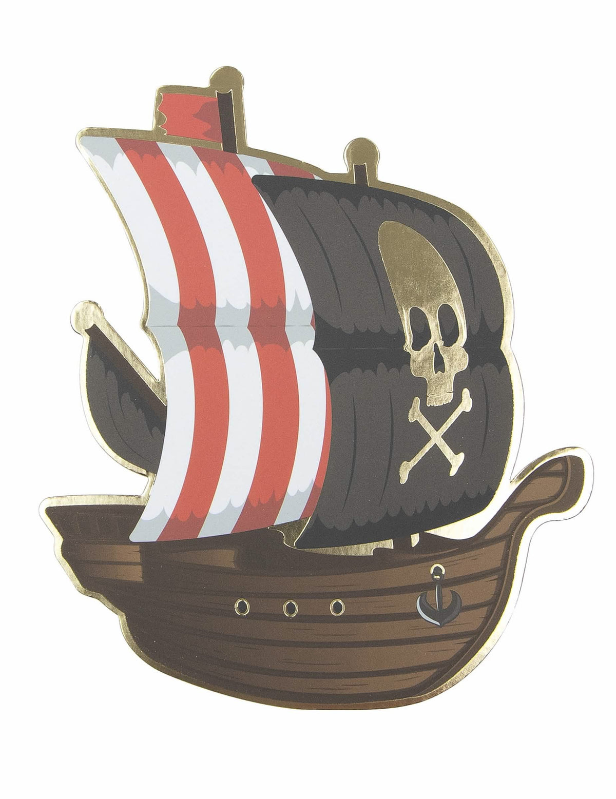 Vista frontal de las tarjetas de invitación barco pirata