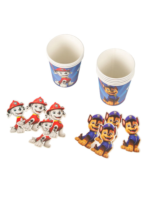 8 Vasos de cartón azules Patrulla Canina™ 250 ml