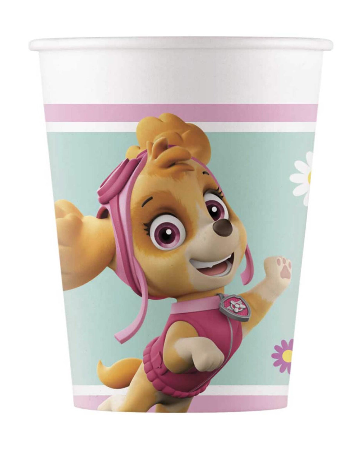 Vasos de cartón La Patrulla Canina Stella y Everest para niño rosa y azul