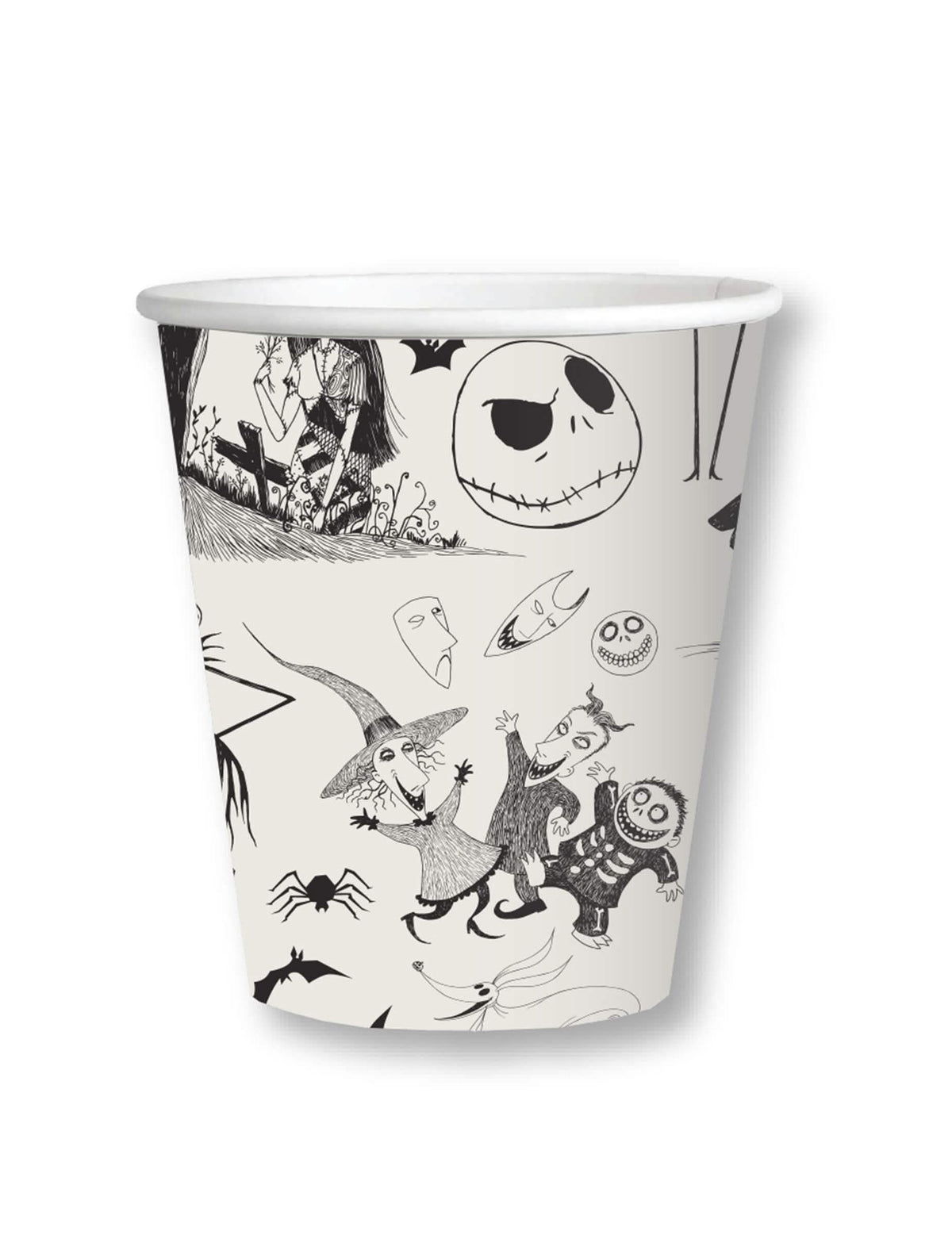 Gobelets L'étrange Noël de Mr Jack pour fête blanc et noir avec motifs personnages