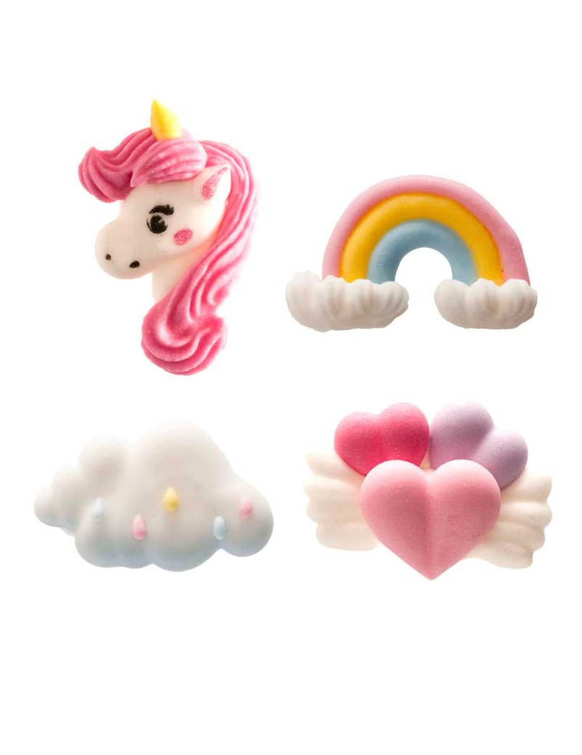 Mini figuritas de azúcar unicornio para decoración de pastel multicolores pastel