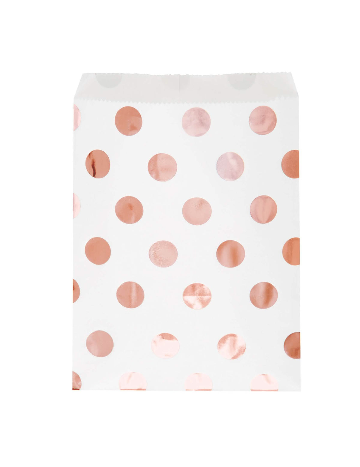 bolsas de regalo de papel con lunares para caramelos blancos y oro rosa